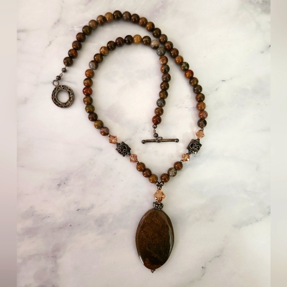 Brown Stone Beaded Necklace